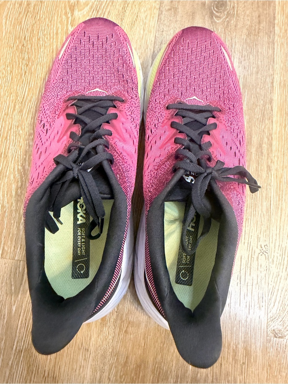 HOKA Clifton 8 Womens 10 B Ibis Rose Blue Graphite Pink Running Shoes 1119394 - Picture 4 of 9